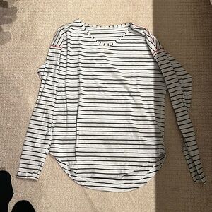 Lululemon long sleeve navy, heather grey stripe shirt 8